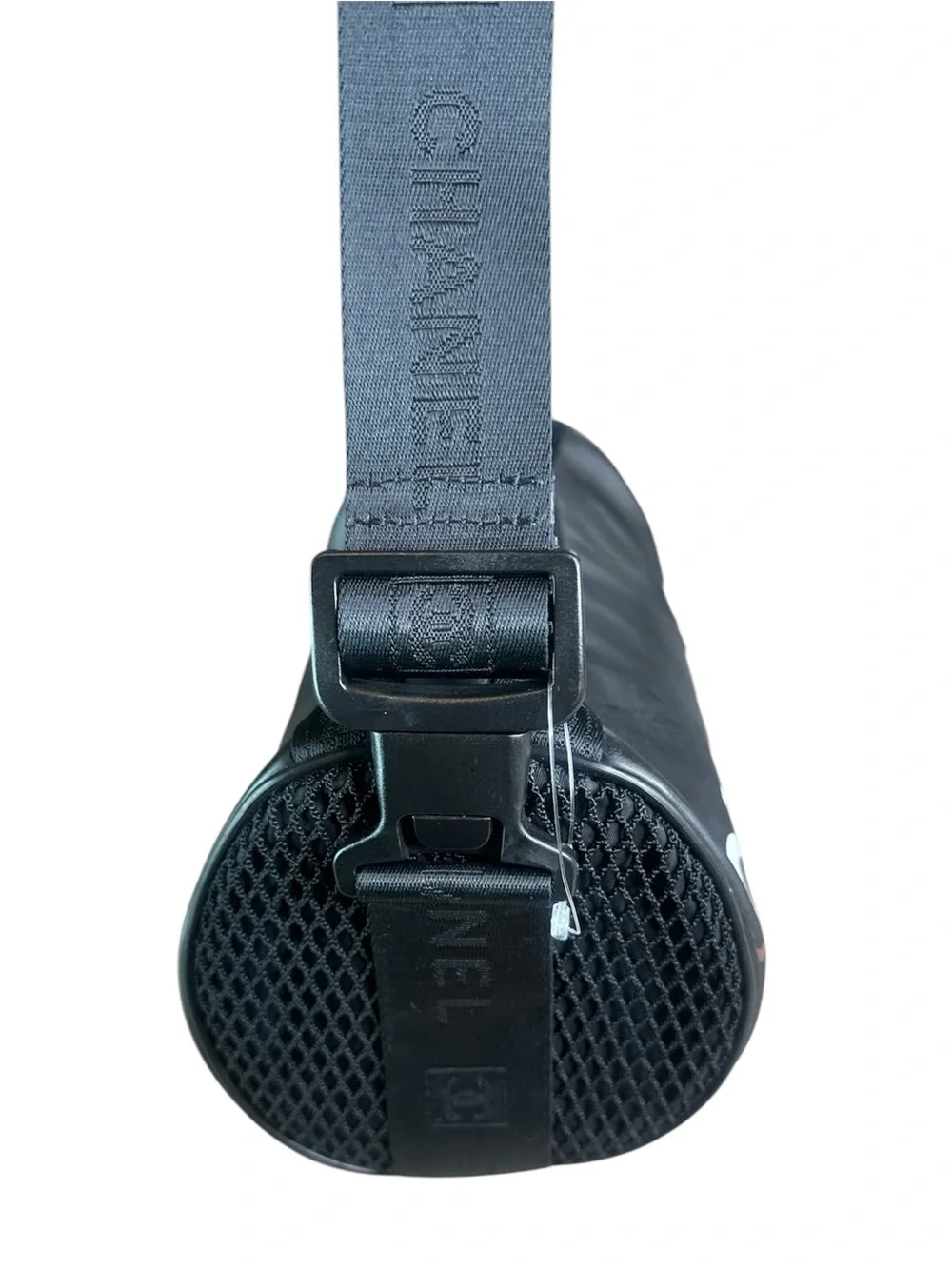 CHANEL Black Leather Logo Bag